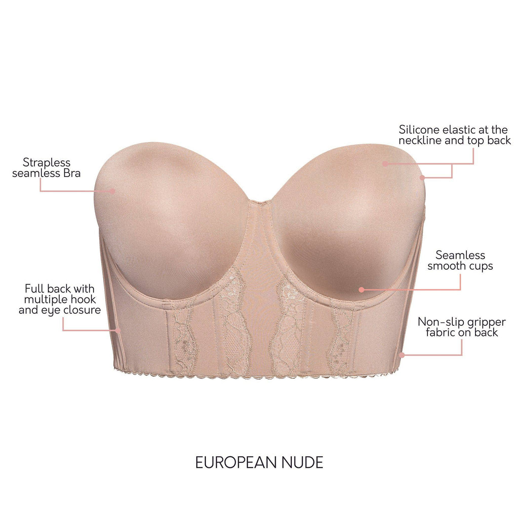 Elissa Full Bust Longline Strapless Bra - European Nude