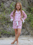 Mommy & me Autumn Check Bow Girls Lapel Pajamas