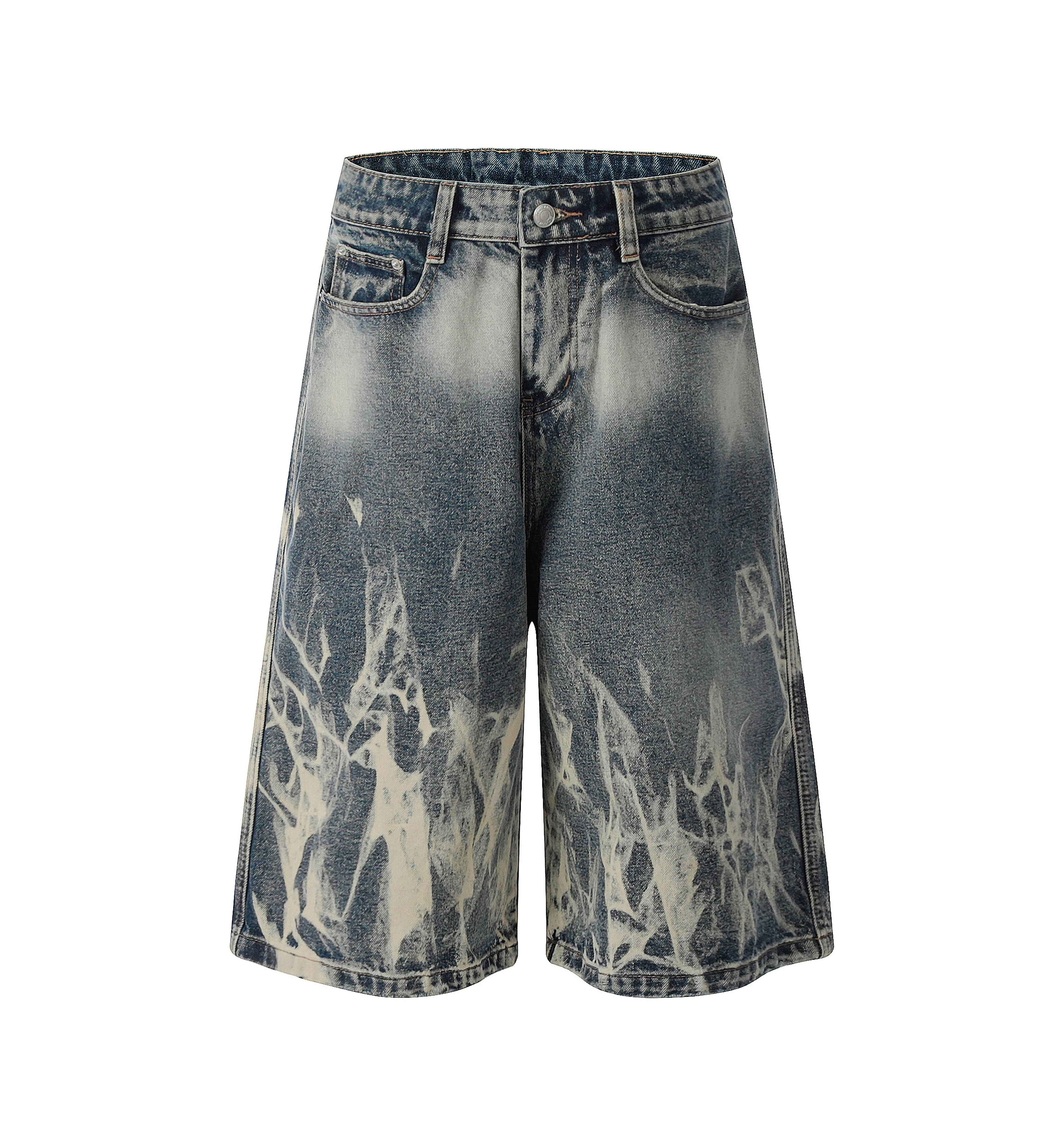 ACID DENIM SHORTS