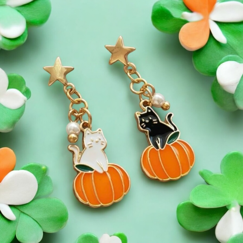 Pumpkin Cat Earrings