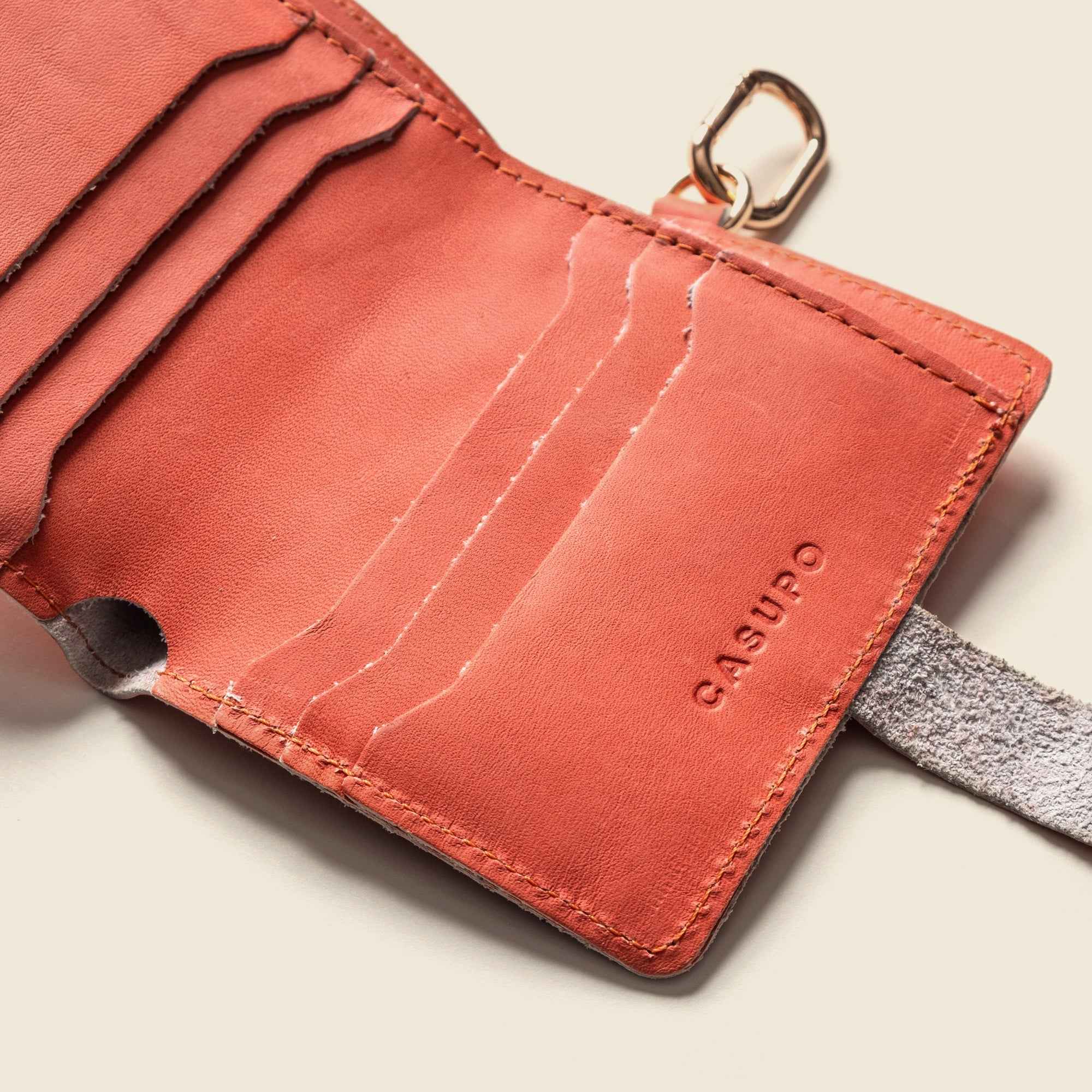 Wallet with Snap and Key Ring - Salmon Pink