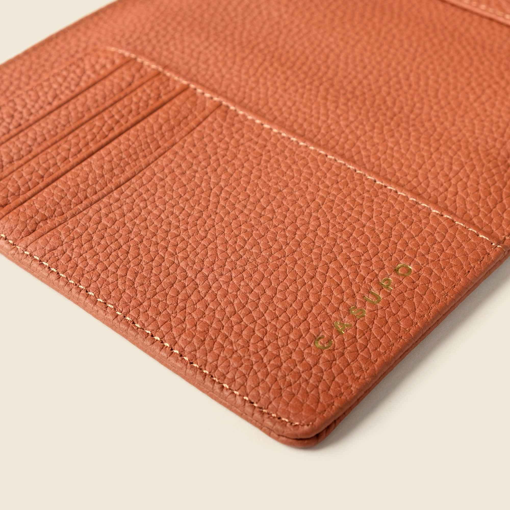 Leather Passport Wallet with RFID - Tan