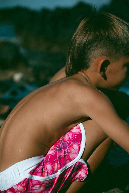 Hibiscus Hunny Print Kids Surf Shorts