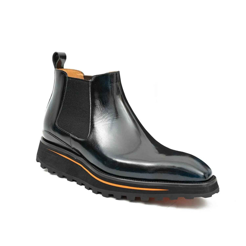Foil leather Thick-Soled Chelsea Boot 2898 Blue
