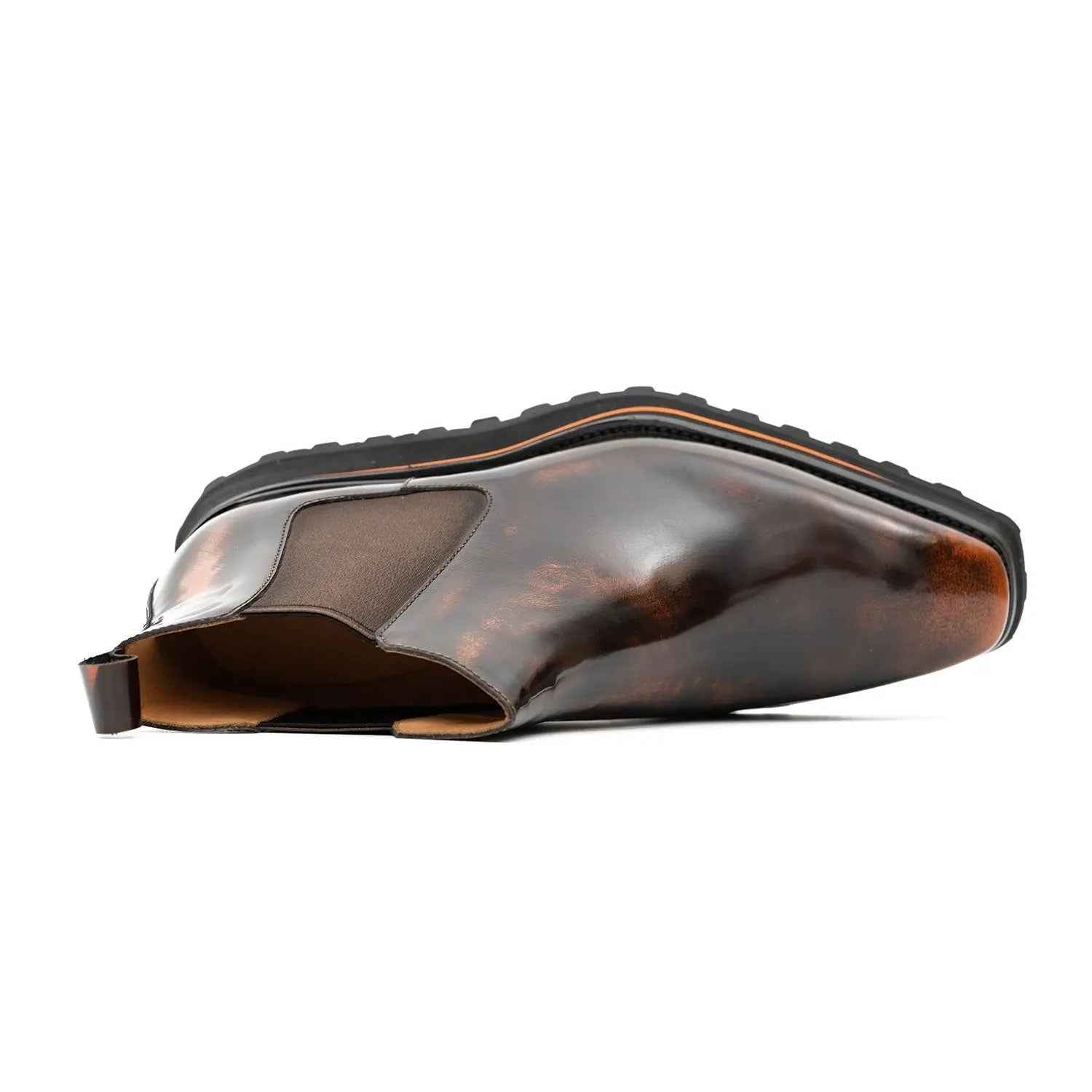 Foil leather Thick-Soled Chelsea Boot 2898KD Brown