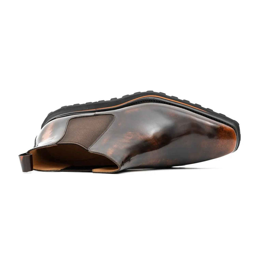 Foil leather Thick-Soled Chelsea Boot 2898KD Brown