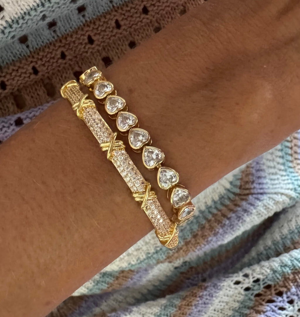Bezel Heart Tennis Bracelet