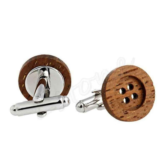 Funky Wooden Button Cufflinks
