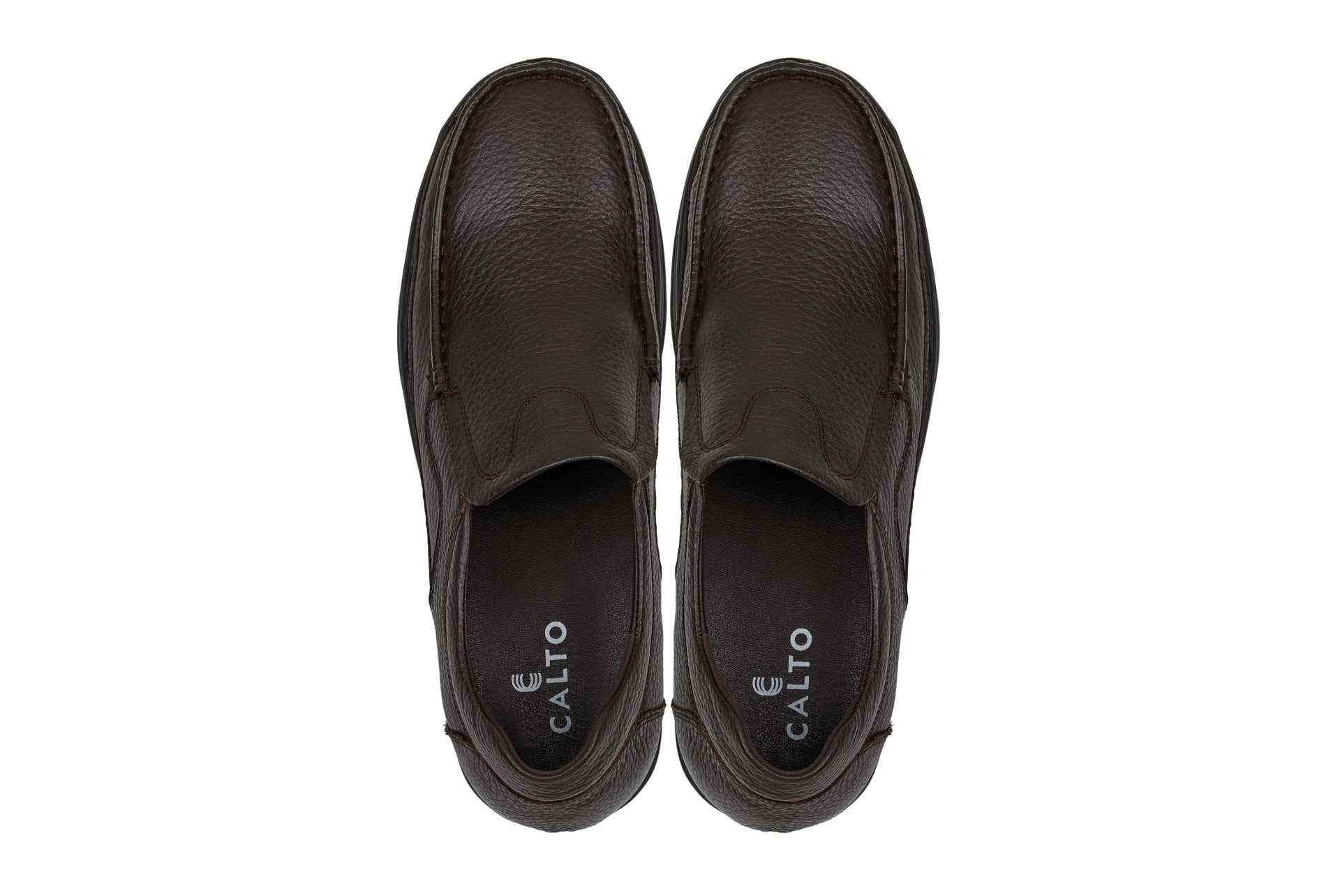 CALTO - G1823 - 3 Inches Taller (Brown) - Lightweight Slip-On Loafer Dress Shoes