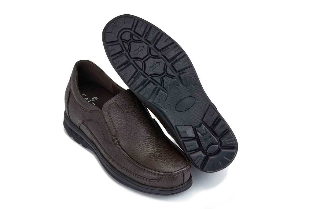 CALTO - G1823 - 3 Inches Taller (Brown) - Lightweight Slip-On Loafer Dress Shoes