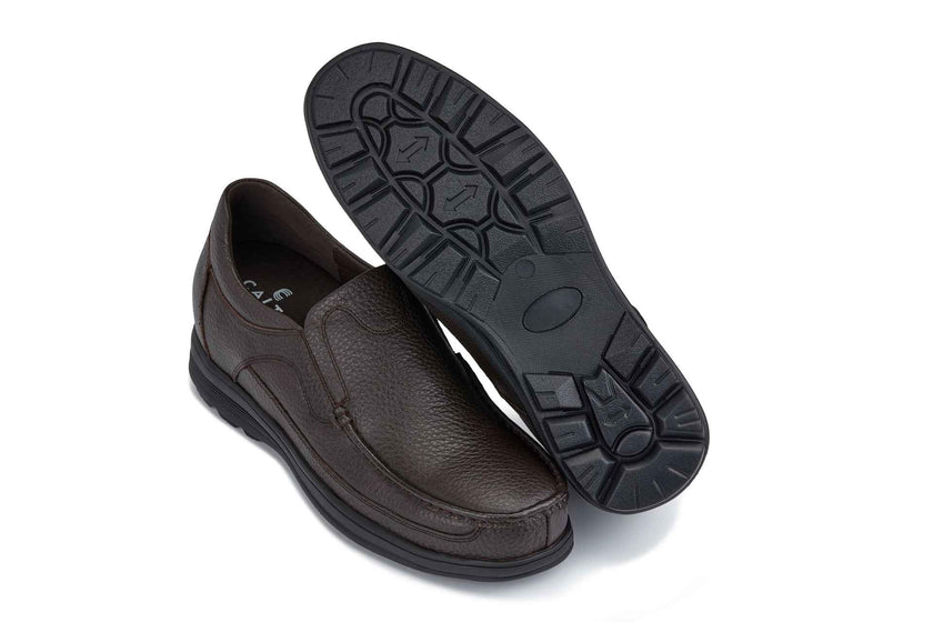 CALTO - G1823 - 3 Inches Taller (Brown) - Lightweight Slip-On Loafer Dress Shoes