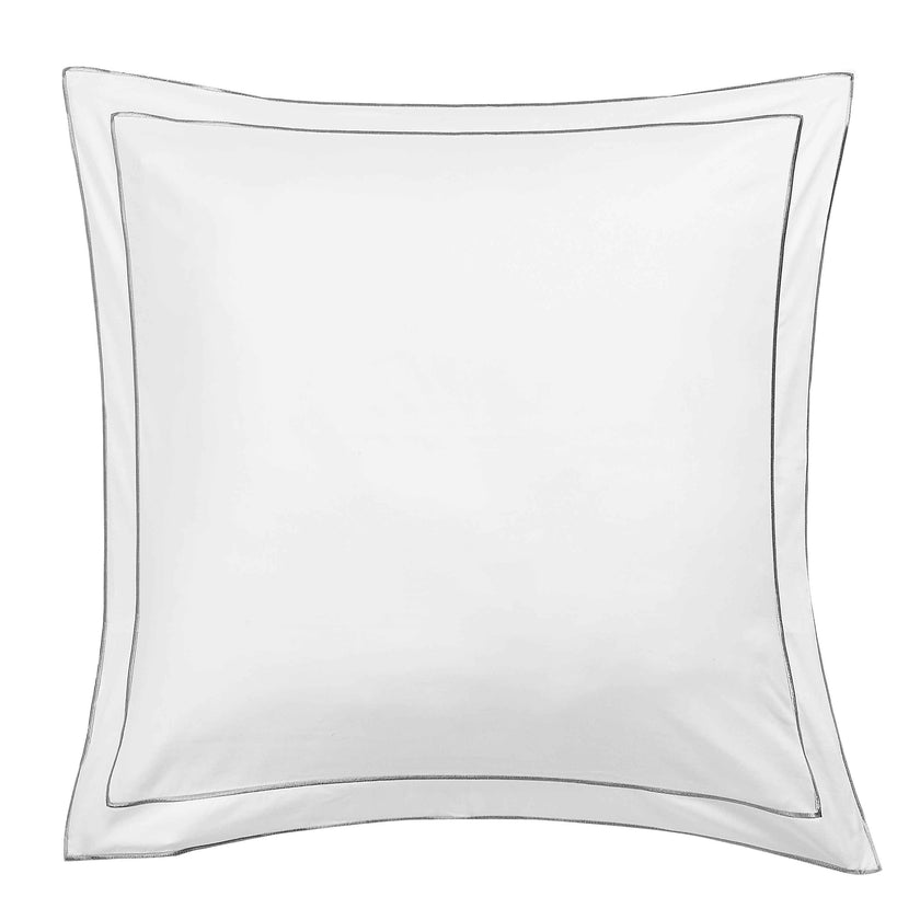 600 Thread Count Framed Sateen Embroidered Cotton Euro Sham Pair