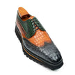 Genuine Crocodile Leather Handmade Grey Brown Brogue Shoes