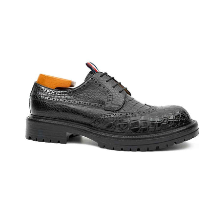 Genuine Crocodile Leather Men's Derby Brogues Black