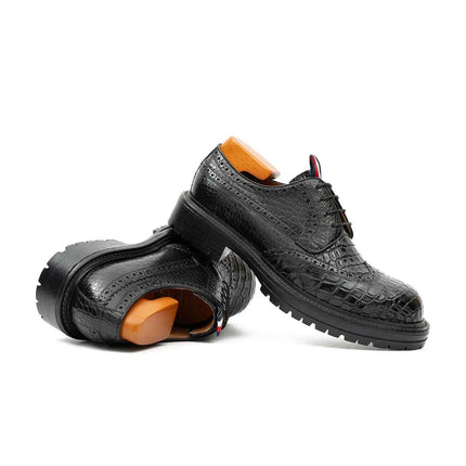 Genuine Crocodile Leather Men's Derby Brogues Black