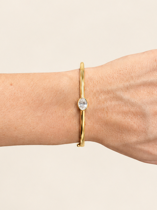 Drew Oval Cut Bezel Two-Tone Bangle