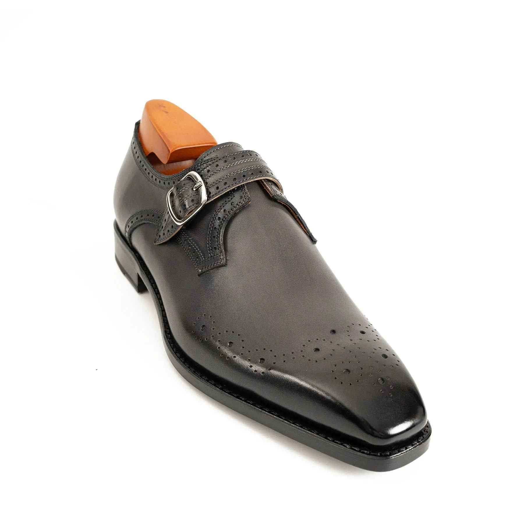 Goodyear Welted Monk Strap Shoes Black