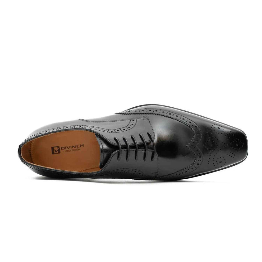 Goodyear welt derby shoes Brogue style Black