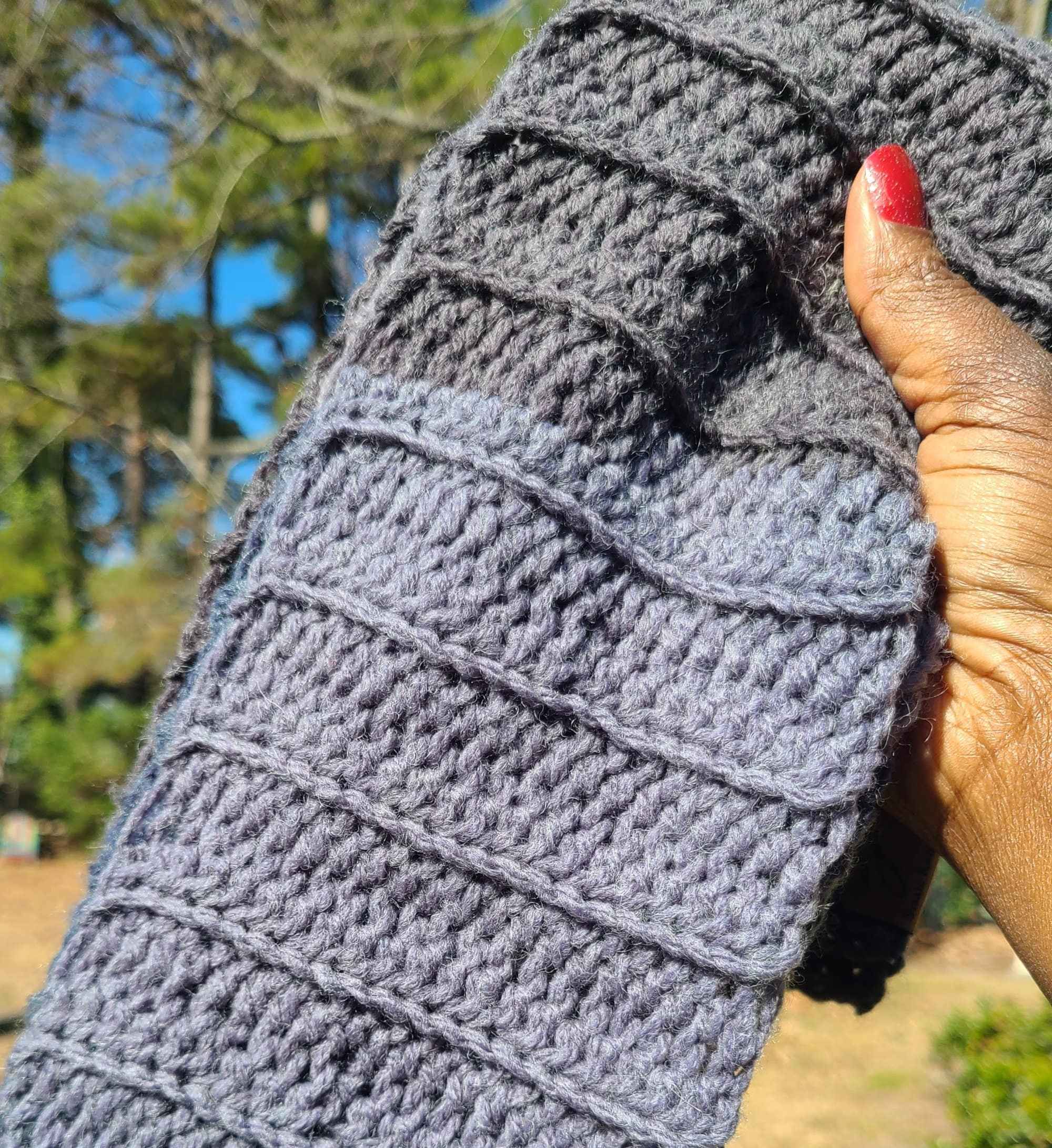 Blue and Grey Scarf Wool