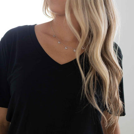 NEW SIZING, Black Womens Vnecks