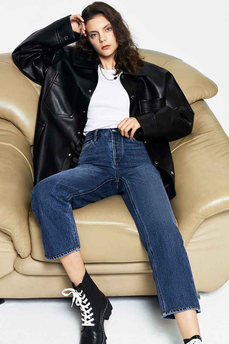 Manhattan High Rise Straight Ankle Jeans HJ160