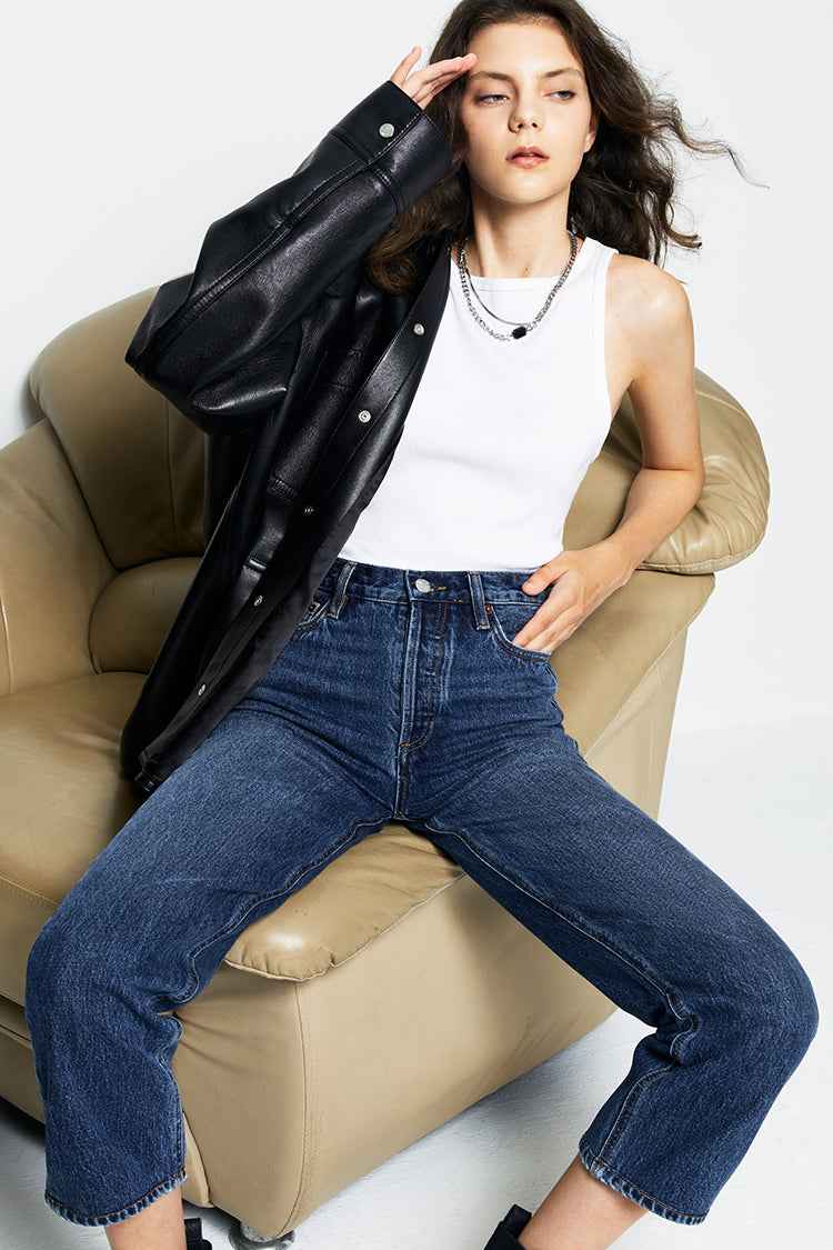 Manhattan High Rise Straight Ankle Jeans HJ160