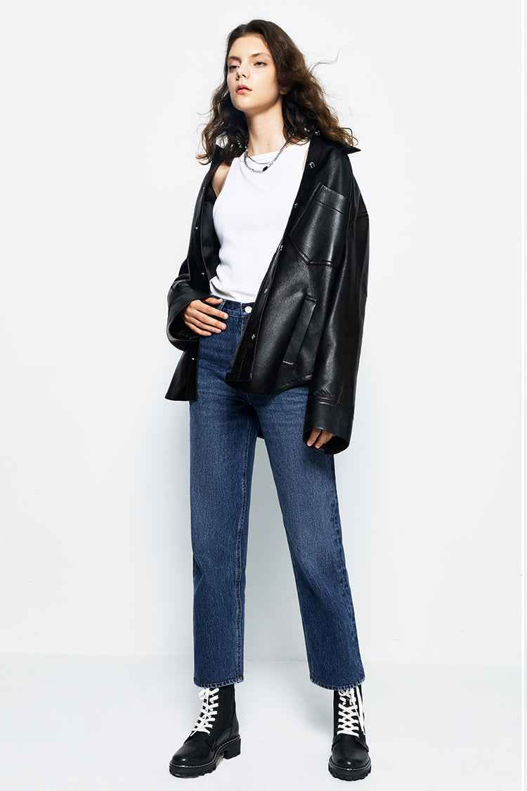 Manhattan High Rise Straight Ankle Jeans HJ160