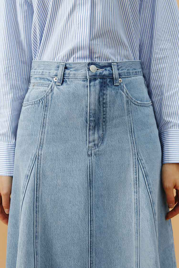Monica Swing Denim Midi Skirt HJ806