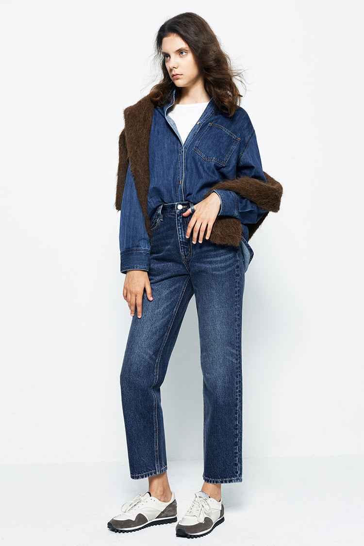 Chelsea High Rise Straight Crop Jeans HJ005