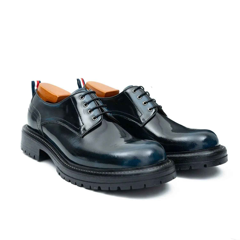 Handcrafted Big Toe Derby Shoes with Thick Sole  Blue