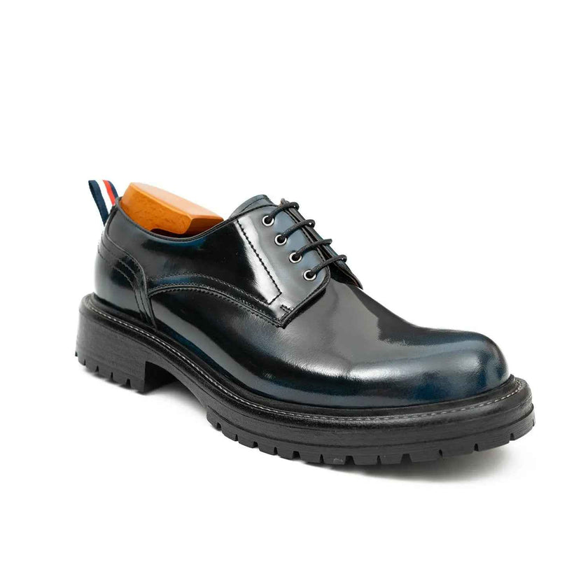 Handcrafted Big Toe Derby Shoes with Thick Sole  Blue