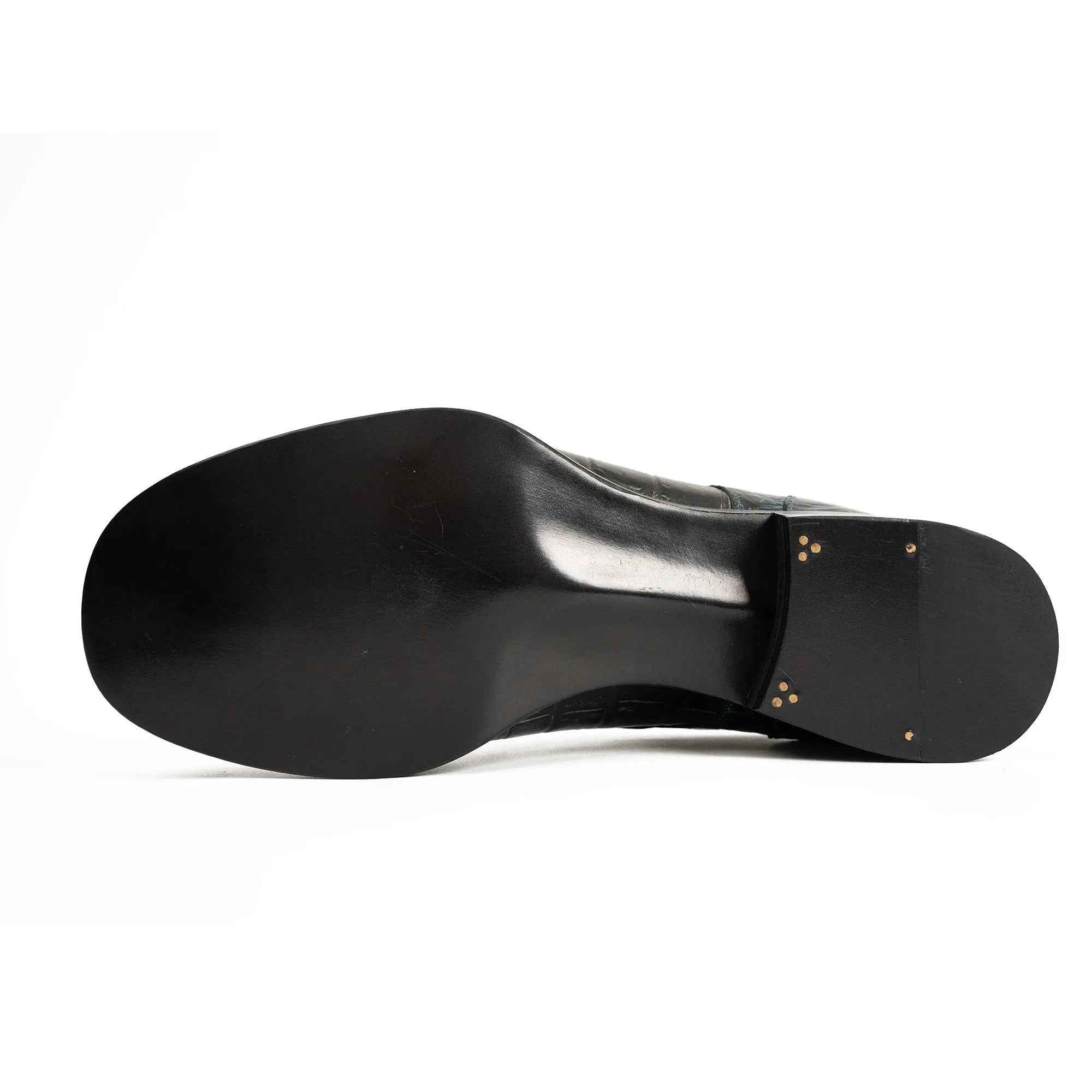 Handcrafted Nile Crocodile Derby Shoes Norwegian Stitch