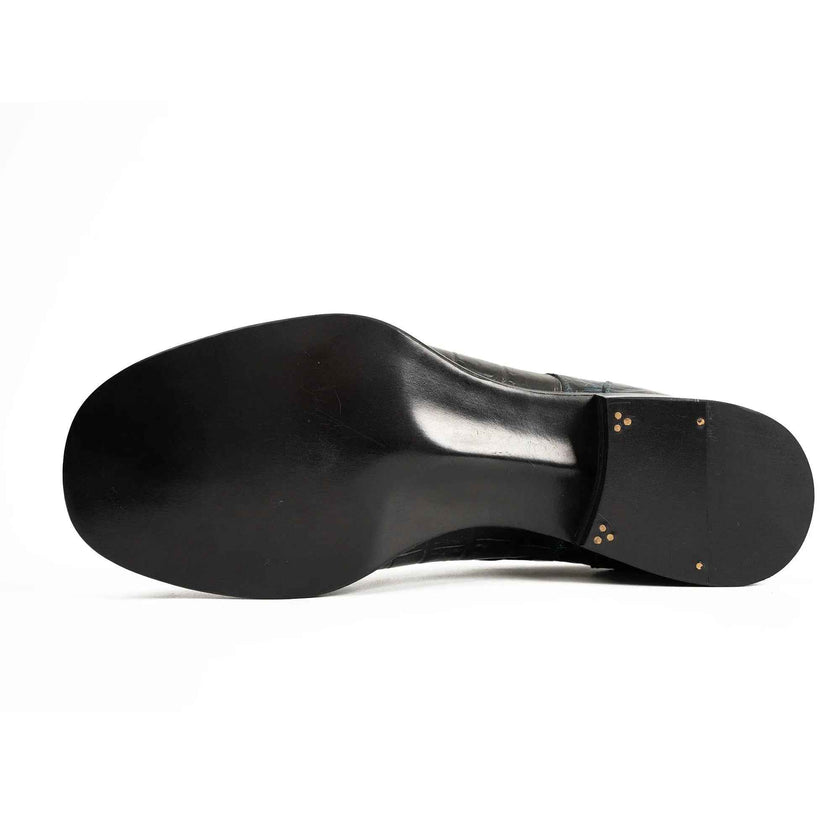 Handcrafted Nile Crocodile Derby Shoes Norwegian Stitch