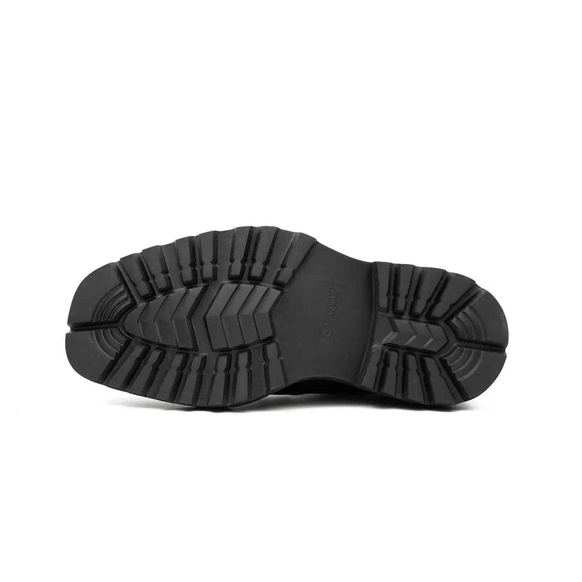 Handcrafted Square Toe Brogue Shoes with Thick Sole Black