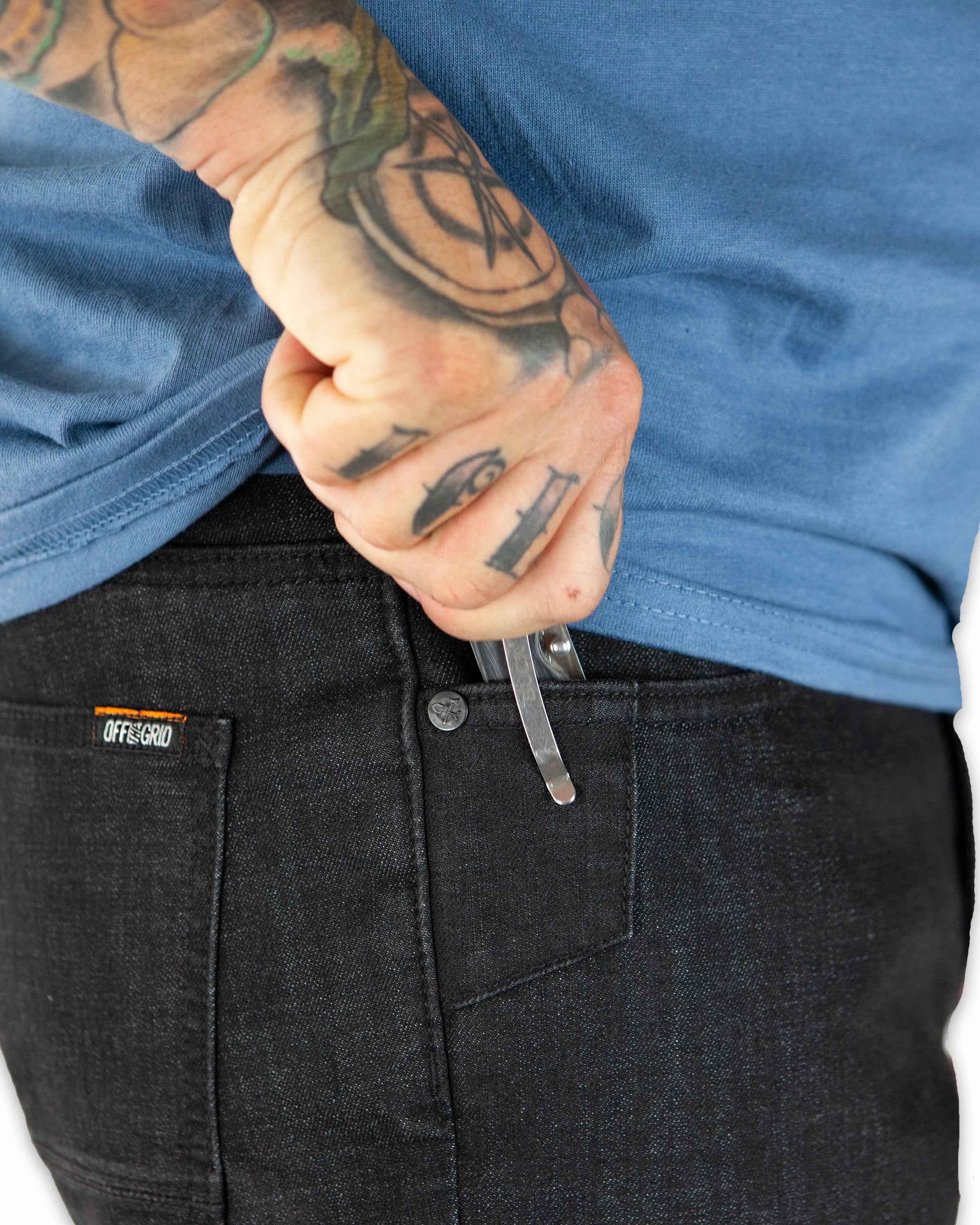 Hideout Denim Taper Fit Pants - Black