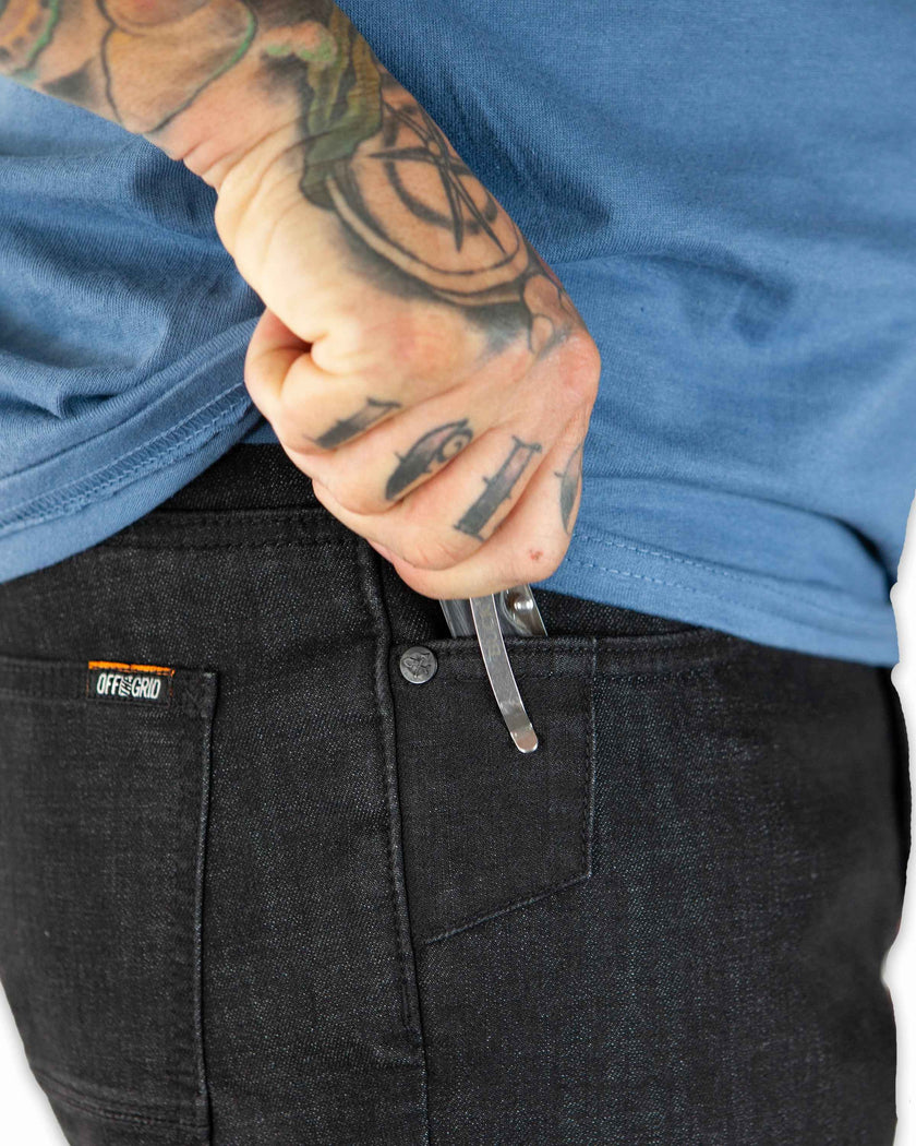 Hideout Denim Taper Fit Pants - Black