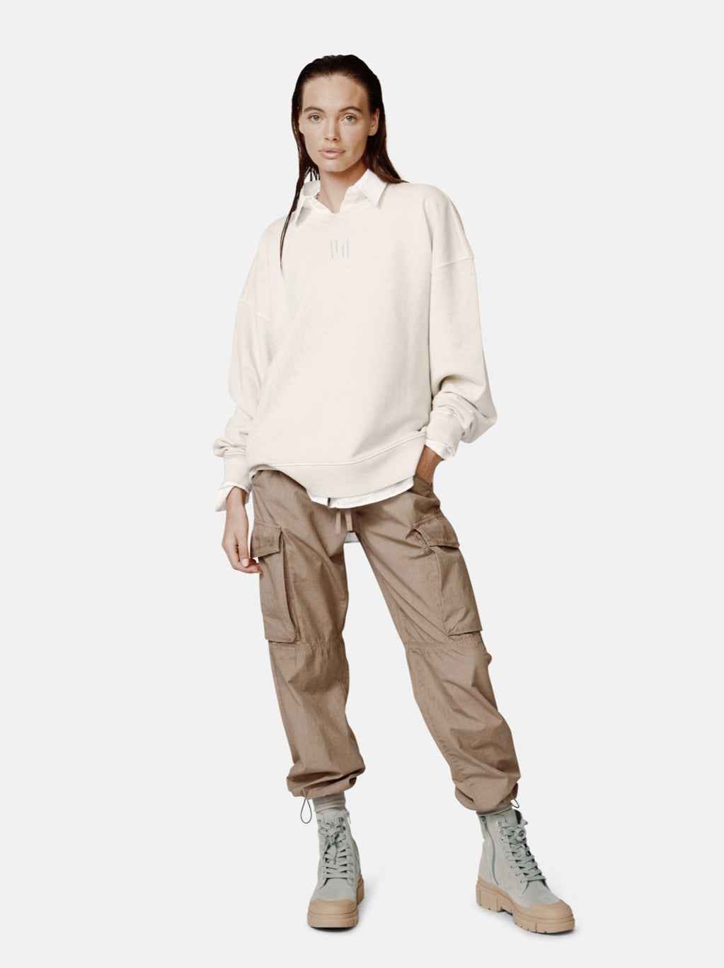 Oversized French Terry Crew - Hay
