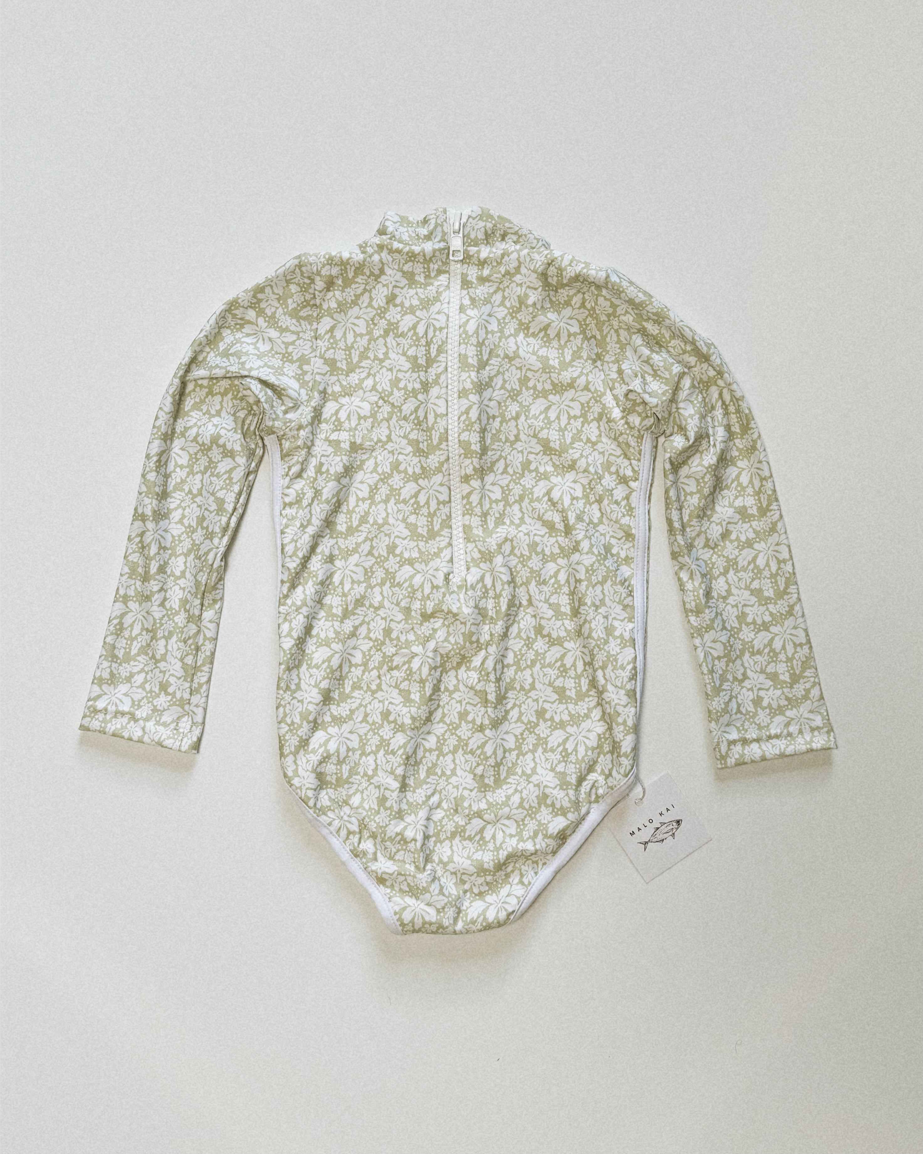 Lola One Piece Kids Swimsuit - Green Hibiscus