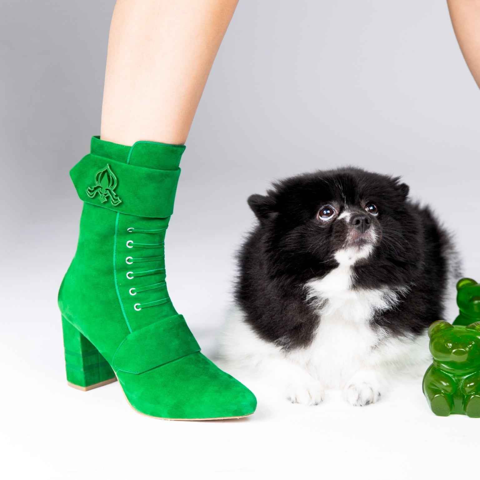 Michaela V Marta Green Suede Boots