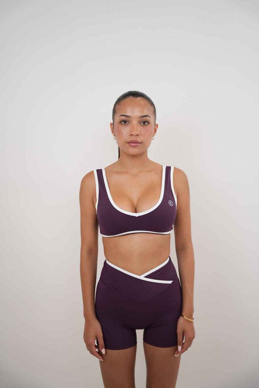 I Am Right Where I Need to Be Plum Butter Sports Bra
