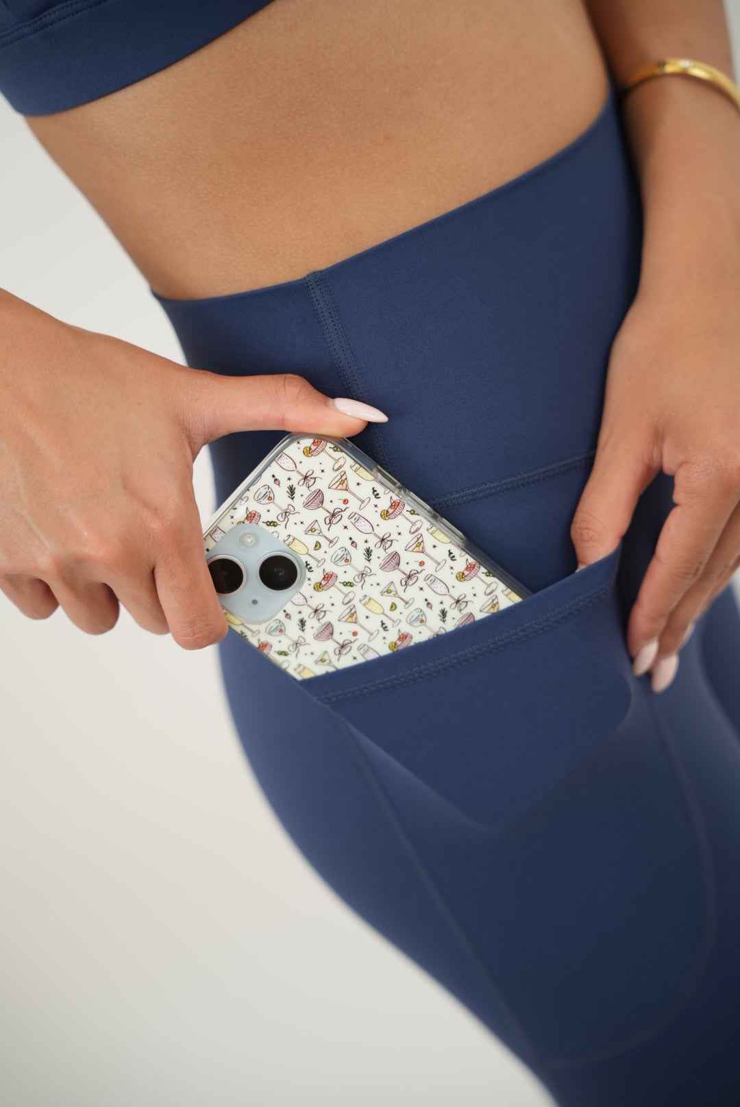 I Am Glowing Navy Blue Quick Dry Butter Legging