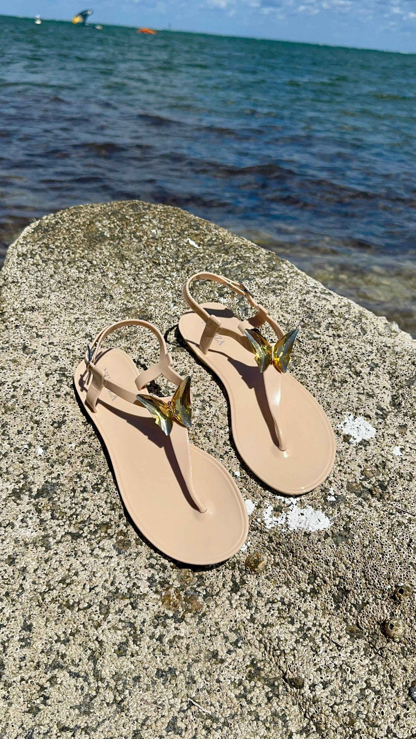 ALIANA Black Gel Beach Sandals