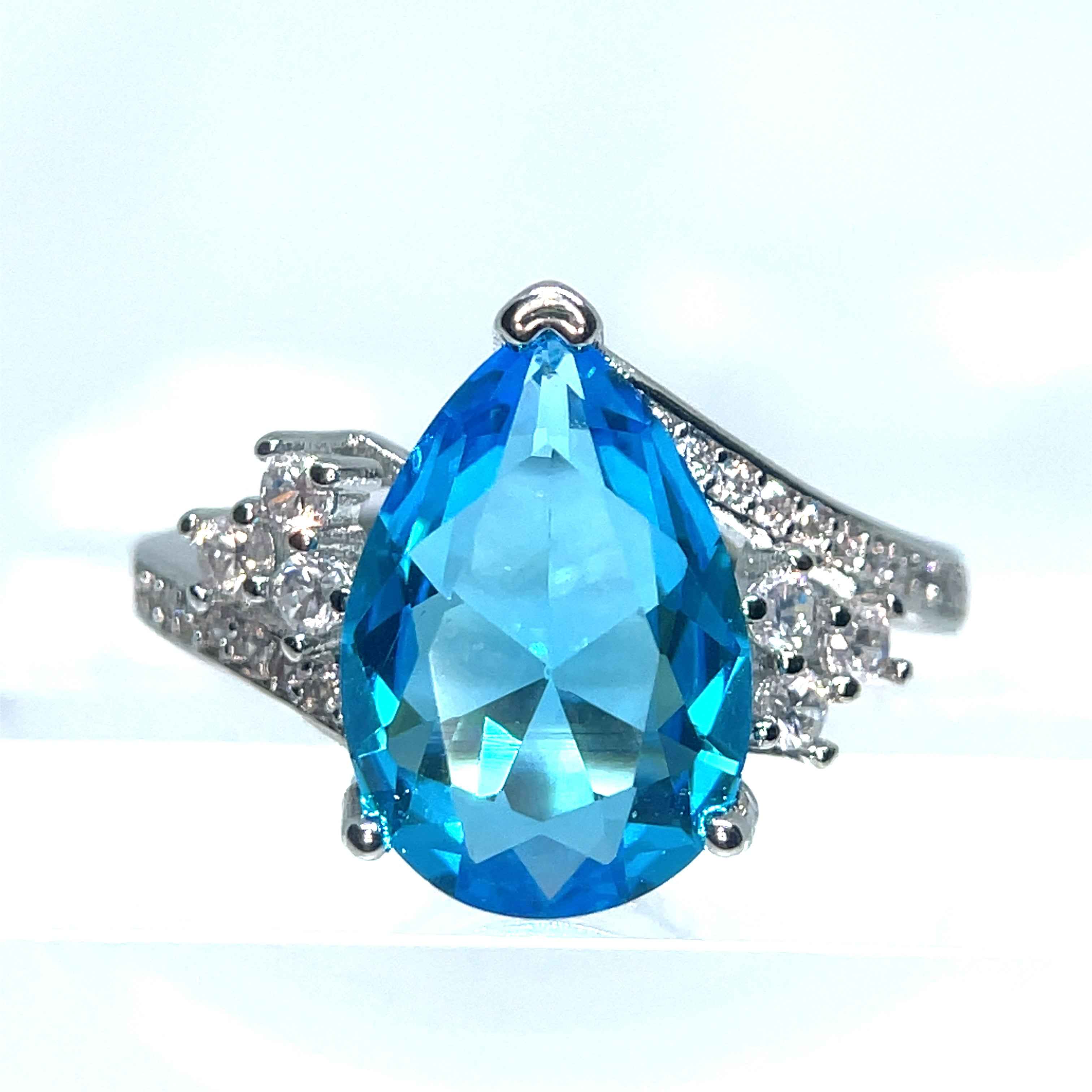 Royal Aqua Teardrop Ring