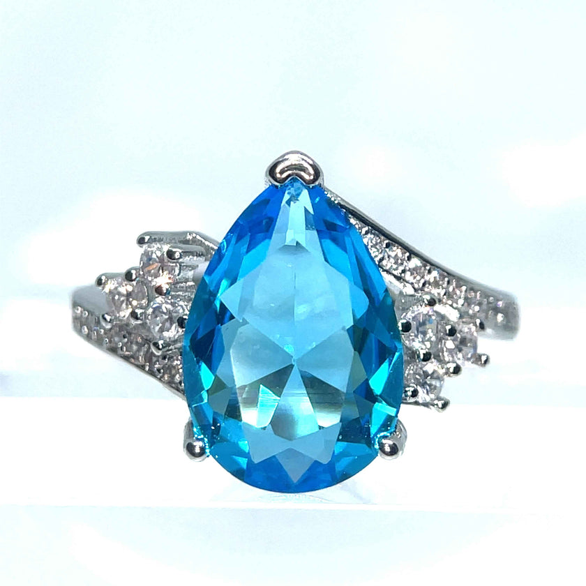 Royal Aqua Teardrop Ring