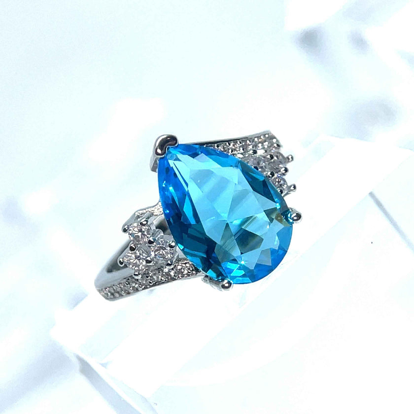 Royal Aqua Teardrop Ring