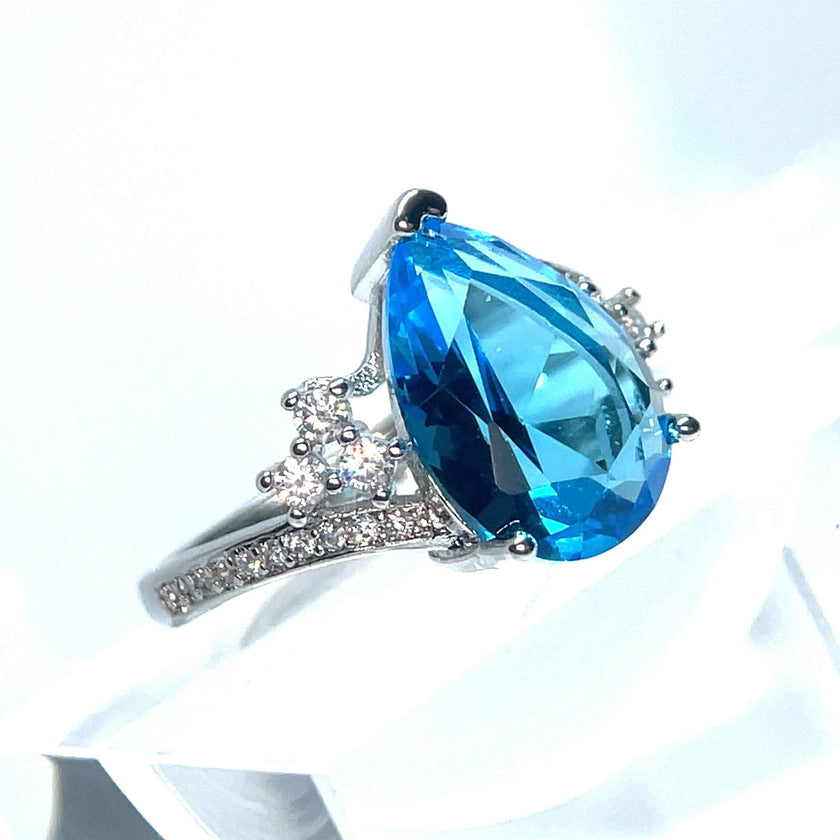 Royal Aqua Teardrop Ring