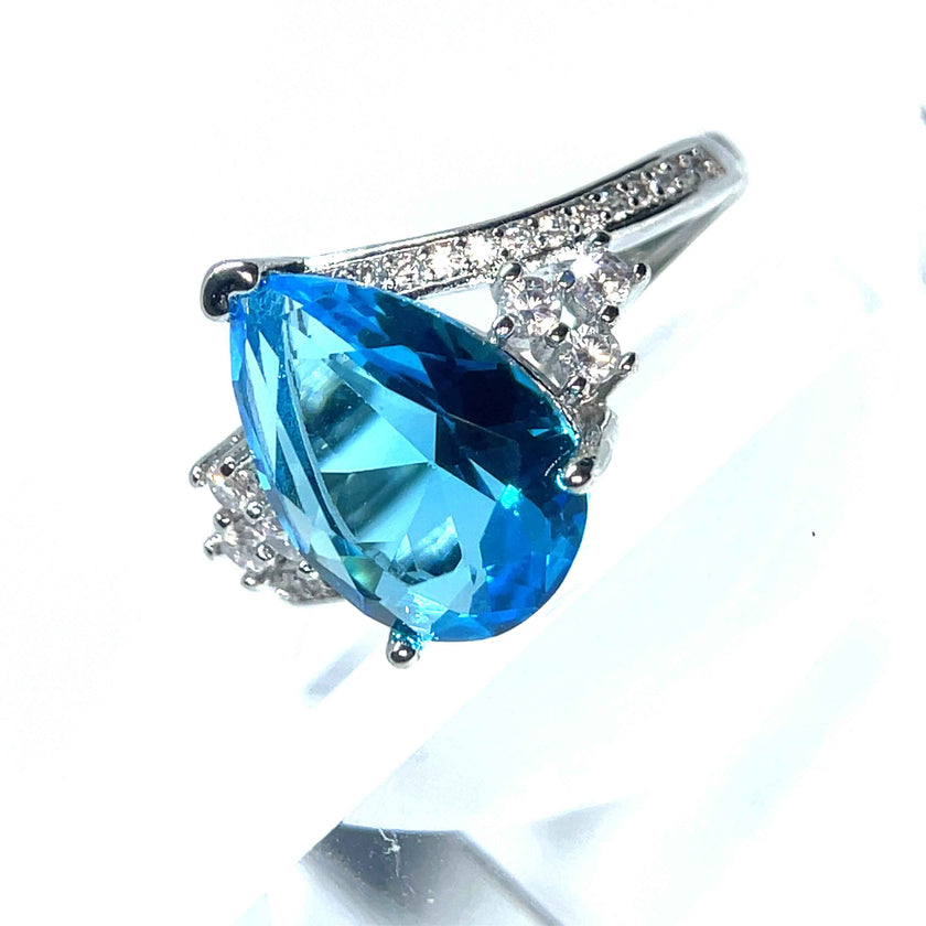 Royal Aqua Teardrop Ring