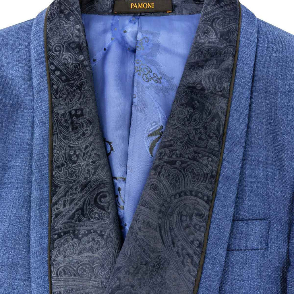 Blue 3-Piece Tuxedo With Wide Shawl Lapel