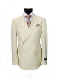 Elegant Cream Double-Breasted Slim Fit Suit