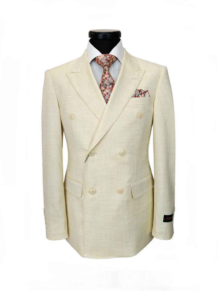 Elegant Cream Double-Breasted Slim Fit Suit